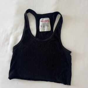Zenana‎ Outfitters Womens Black Ribbed Racerback Crop Tank Top Small T-1159